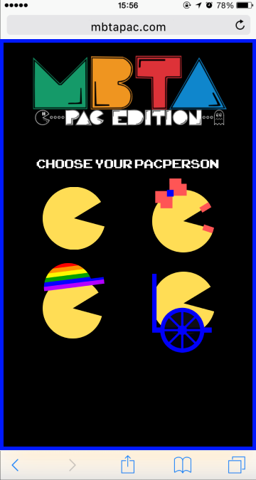 a screenshot of a phone with four pacman characters, pacman, pacwoman, a pacperson with a rainbow hat, and a pacperson in a wheelchair