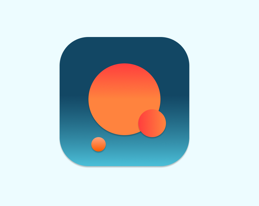 a blue icon with two red and orange circles overlapping