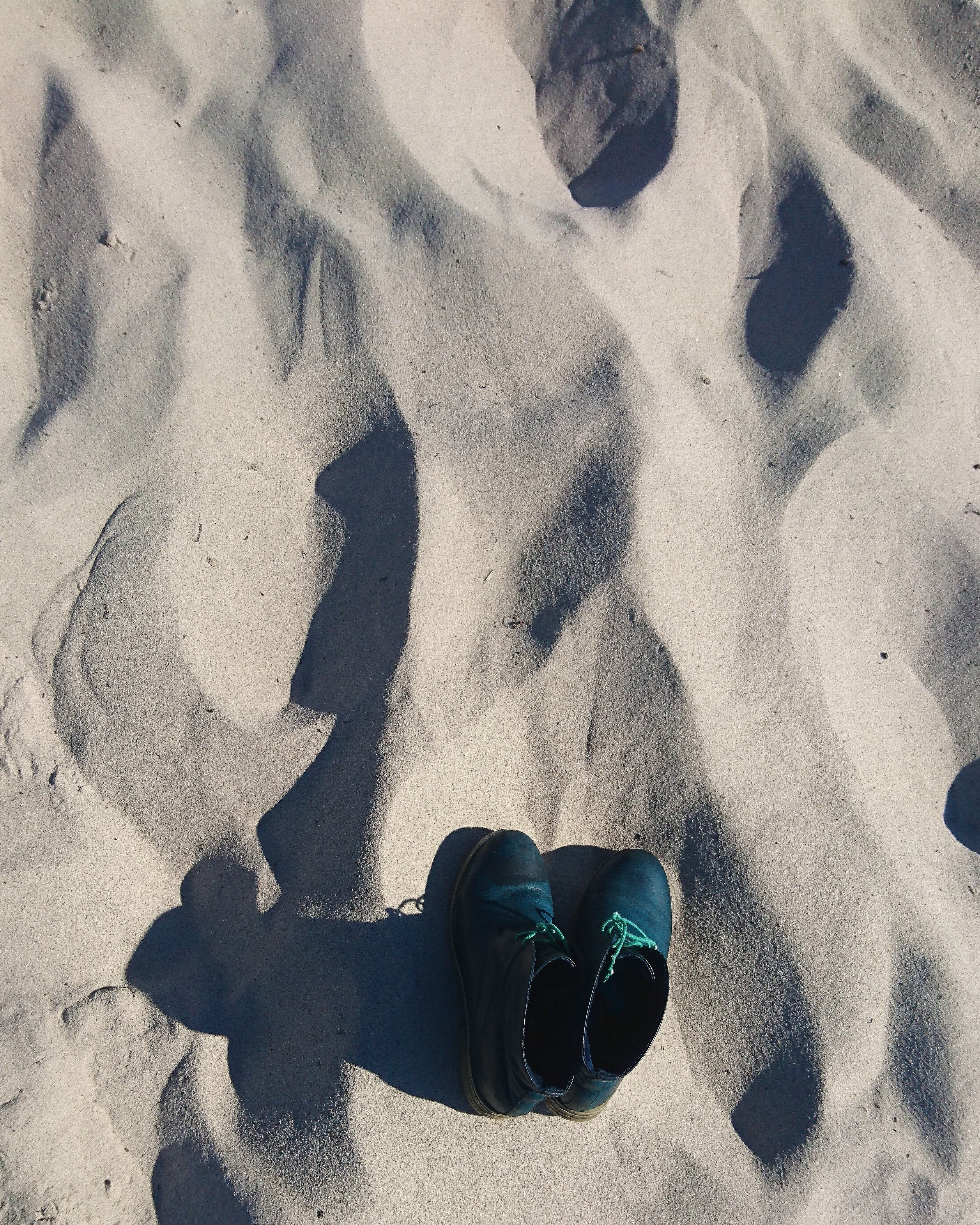 a pair of shoes in the sand